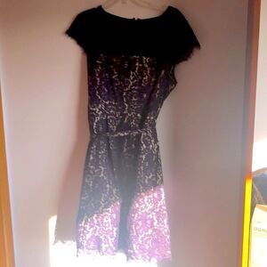 Eliza J fit and flare with lace overlay dress